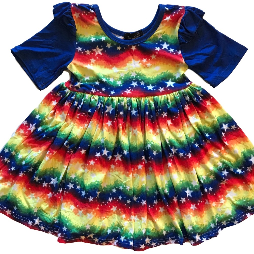 Boutique Harmony Bee sz XXXXL US 8 Summer 4th of July Flutter Dress Stars Ombre
